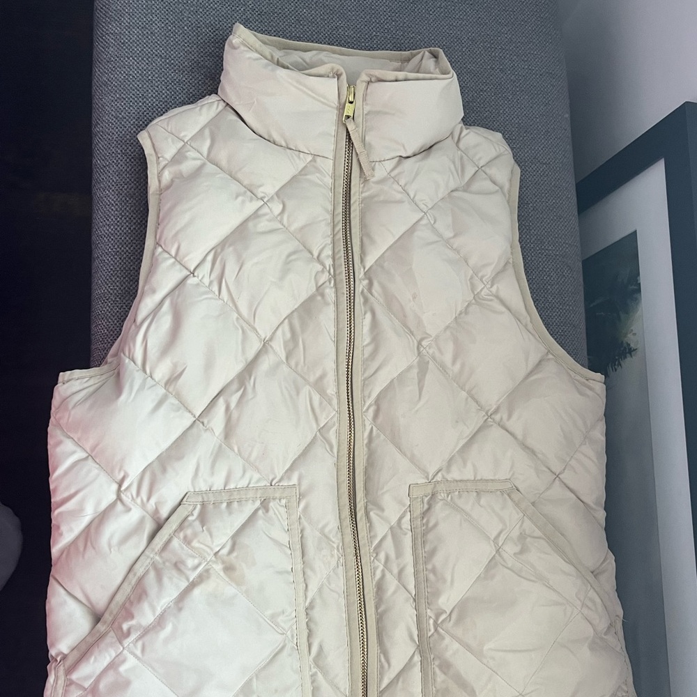 Beige J. Crew Puffer Vest